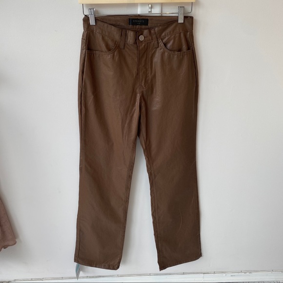 Storets Heavin Pleather Strait Pants - Picture 2 of 4